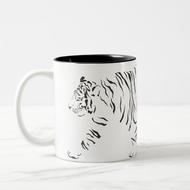 Tiger black and white Two-Tone coffee mug (Left)