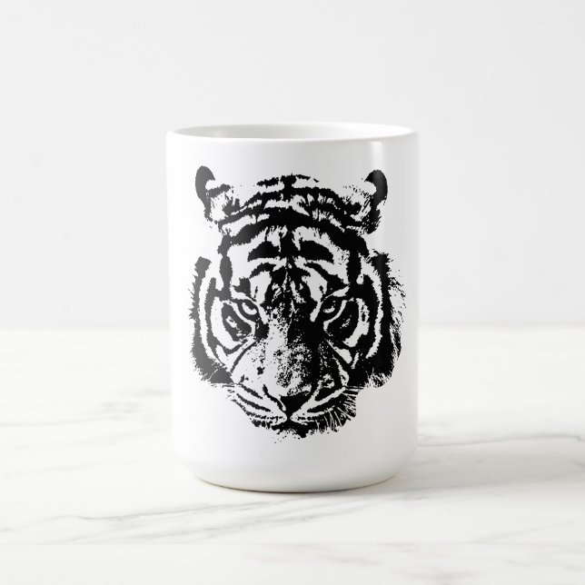 Tiger Black & White Pop Art Motivation Coffee Mug (Center)