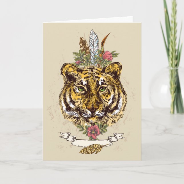 Tiger Boho Style Portrait Card (Front)