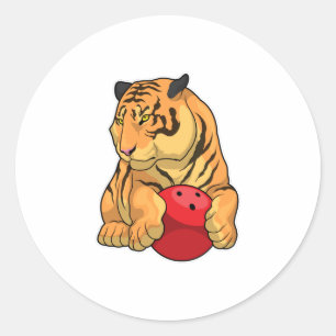 Tiger Bowling Bowling ball Classic Round Sticker
