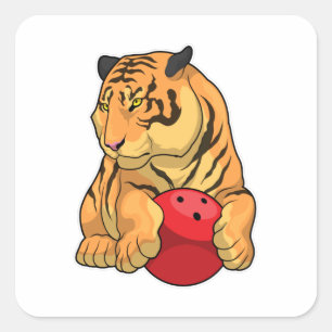 Tiger Bowling Bowling ball Square Sticker