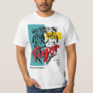 Tiger Brave And Bold Est 1975 Retro Wildlife T-Shirt