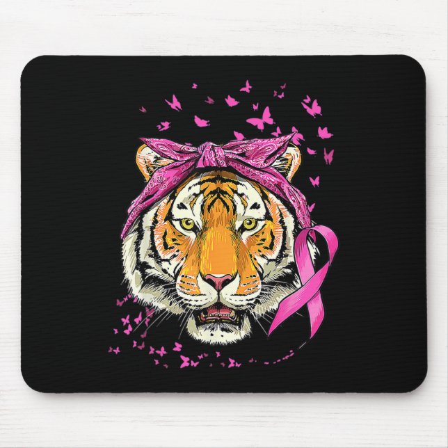 Tiger Breast Cancer Awareness Pink Ribbon Cancer S Mouse Pad (Front)