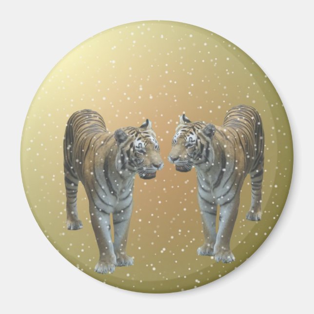 Tiger Buddies Christmas Magnet (Front)