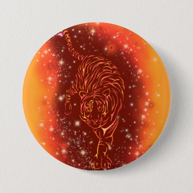 Tiger Button Running At Galaxy Starry Night  (Front)