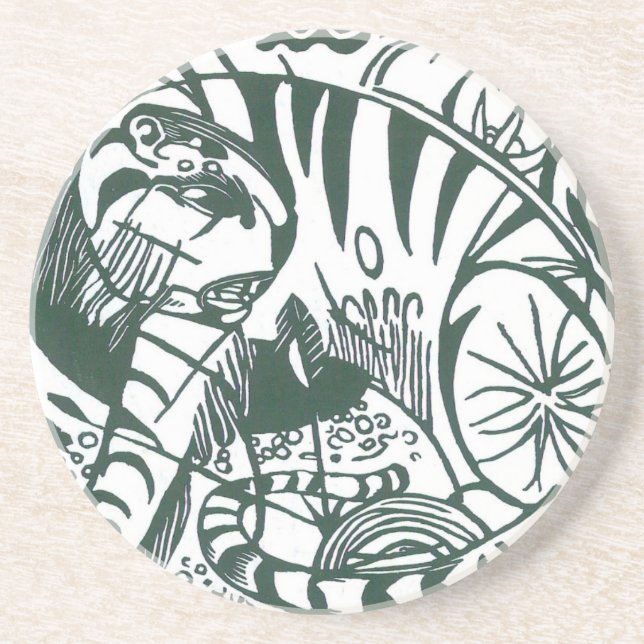 Tiger by Franz Marc, Vintage Expressionism Art Coaster (Front)