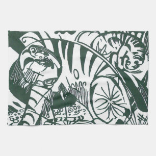 Tiger by Franz Marc, Vintage Expressionism Art Tea Towel