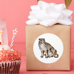 Tiger by Kono Bairei (1844-1895).  Classic Round Sticker