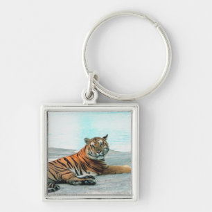 Tiger by river key ring