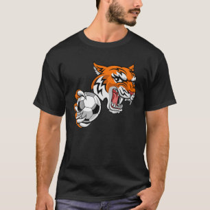 Tiger Cartoon Sports Tigers Team Mascot Soccer Foo T-Shirt