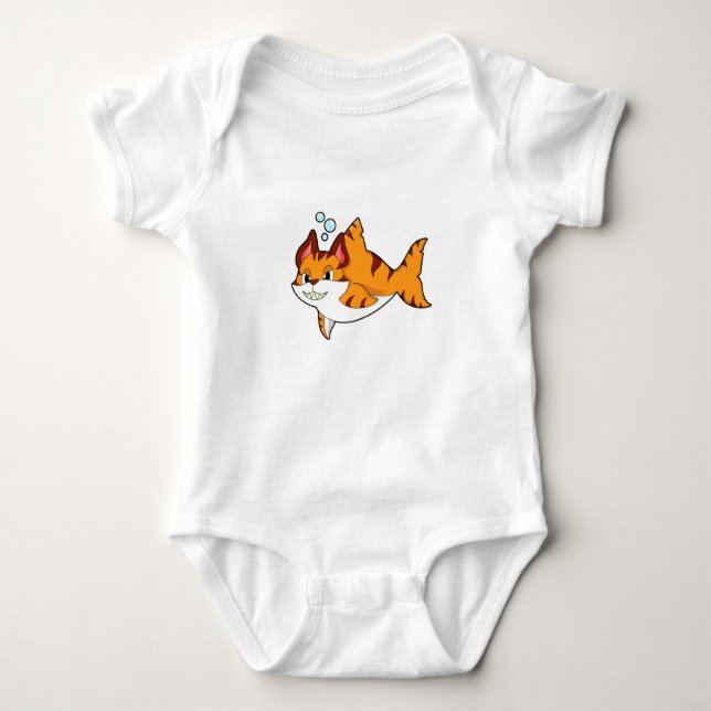 Tiger cat as Shark in Water.PNG Baby Bodysuit (Front)