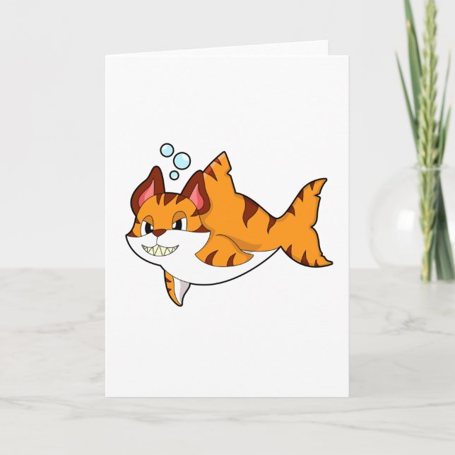 Tiger cat as Shark in Water.PNG Card (Front)