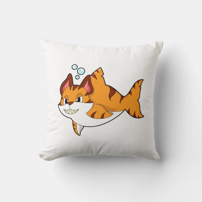 Tiger cat as Shark in Water.PNG Cushion (Front)