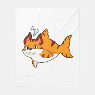 Tiger cat as Shark in Water.PNG Fleece Blanket