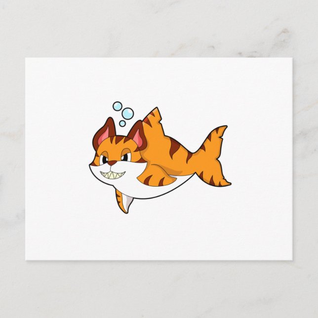 Tiger cat as Shark in Water.PNG Postcard (Front)