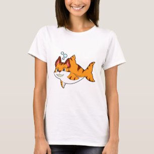Tiger cat as Shark in Water.PNG T-Shirt