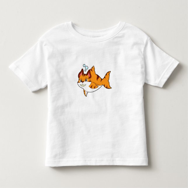 Tiger cat as Shark in Water.PNG Toddler T-Shirt (Front)