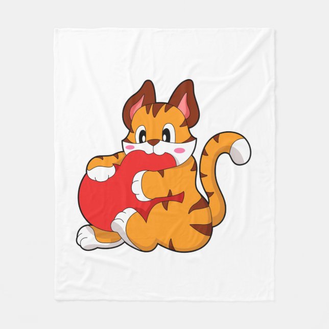 Tiger cat at Love with Heart.PNG Fleece Blanket (Front)