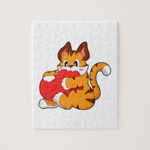 Tiger cat at Love with Heart.PNG Jigsaw Puzzle
