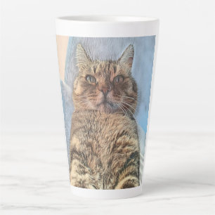 Tiger Cat Illustration Design Latte Mug