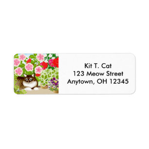 Tiger Cat in Garden Label Return Address Label