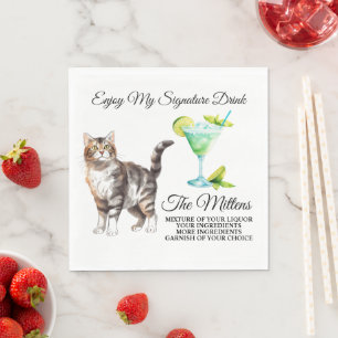 Tiger Cat Pet Wedding Signature Drink Wedding Pet Napkin