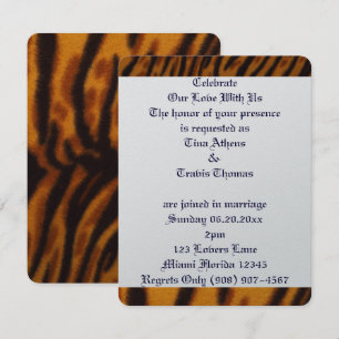 Tiger Cat Stripes Love Wedding Bride Groom Peace Invitation