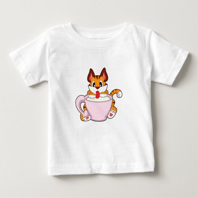 Tiger cat with Cup of Milk.PNG Baby T-Shirt (Front)