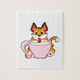 Tiger cat with Cup of Milk.PNG Jigsaw Puzzle
