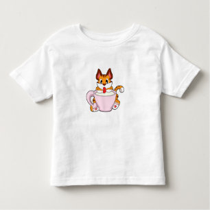 Tiger cat with Cup of Milk.PNG Toddler T-Shirt