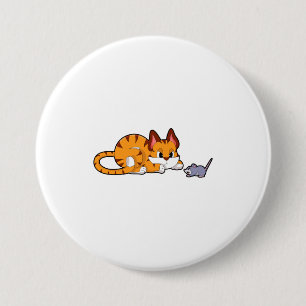 Tiger cat with Mouse 7.5 Cm Round Badge
