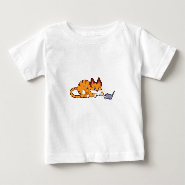 Tiger cat with Mouse Baby T-Shirt (Front)