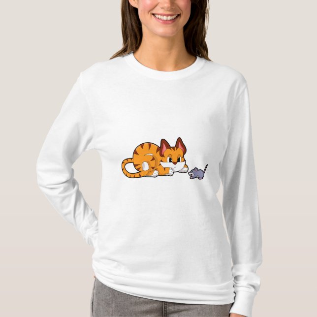 Tiger cat with Mouse T-Shirt (Front)