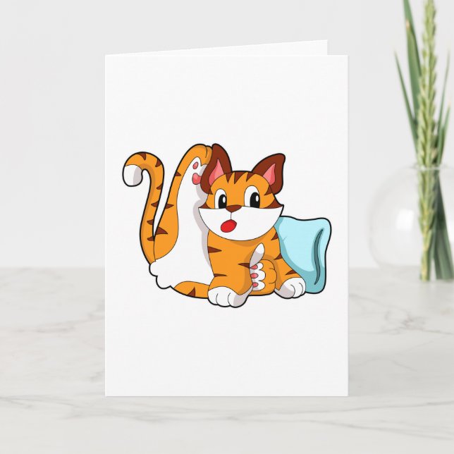 Tiger cat with Pillow Card (Front)