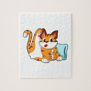Tiger cat with Pillow Jigsaw Puzzle