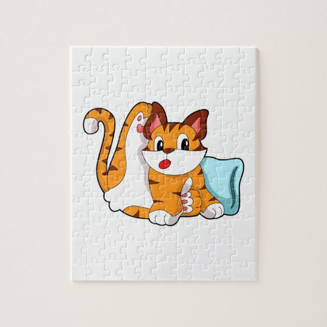 Tiger cat with Pillow Jigsaw Puzzle (Vertical)