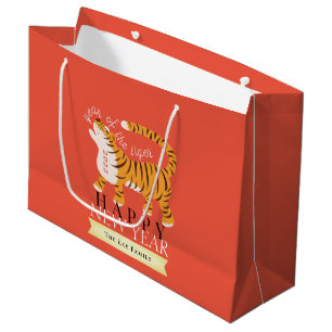 Tiger Chinese New Year 2022 Red Holiday Large Gift Bag