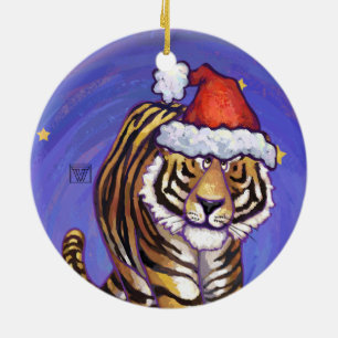 Tiger Christmas Ceramic Ornament