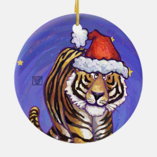 Tiger Christmas Ceramic Ornament (Back)