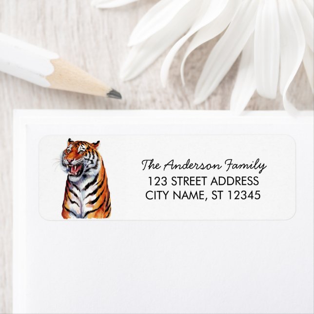 Tiger Christmas Return Address Label (Insitu)