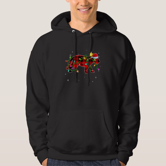 Tiger  Christmas  Santa Hat Xmas Lights Holidays Hoodie (Front)