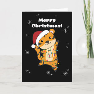Tiger Christmas Snow Winter Animals Tiger Adult Cl Holiday Card