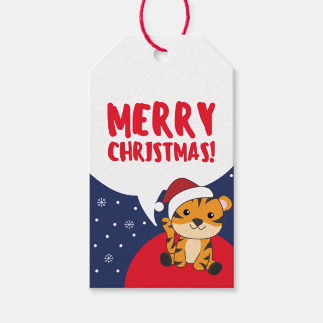 Tiger Christmas Snow Winter Animals Tiger Gift Tag (Front)