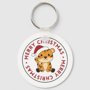 Tiger Christmas Snow Winter Animals Tiger Keychain