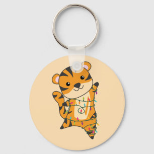 Tiger Christmas Snow Winter Animals Tiger Keychain