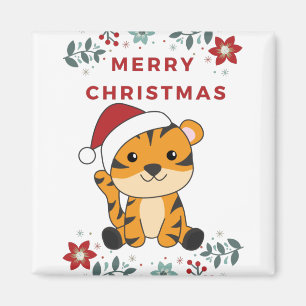 Tiger Christmas Snow Winter Animals Tiger Magnet