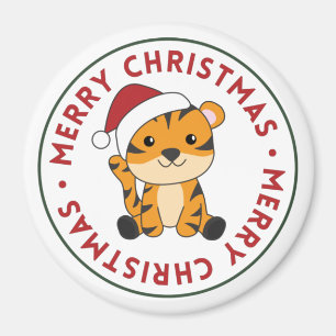 Tiger Christmas Snow Winter Animals Tiger Magnet