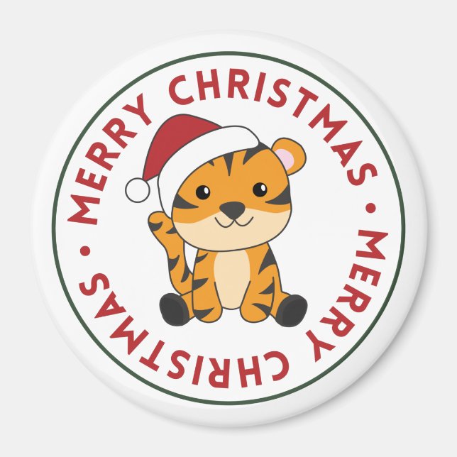Tiger Christmas Snow Winter Animals Tiger Magnet (Front)