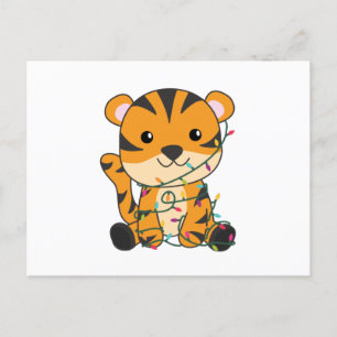 Tiger Christmas Snow Winter Animals Tiger Postcard