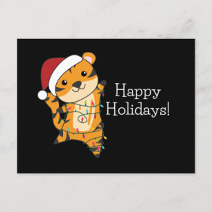 Tiger Christmas Snow Winter Animals Tiger Postcard